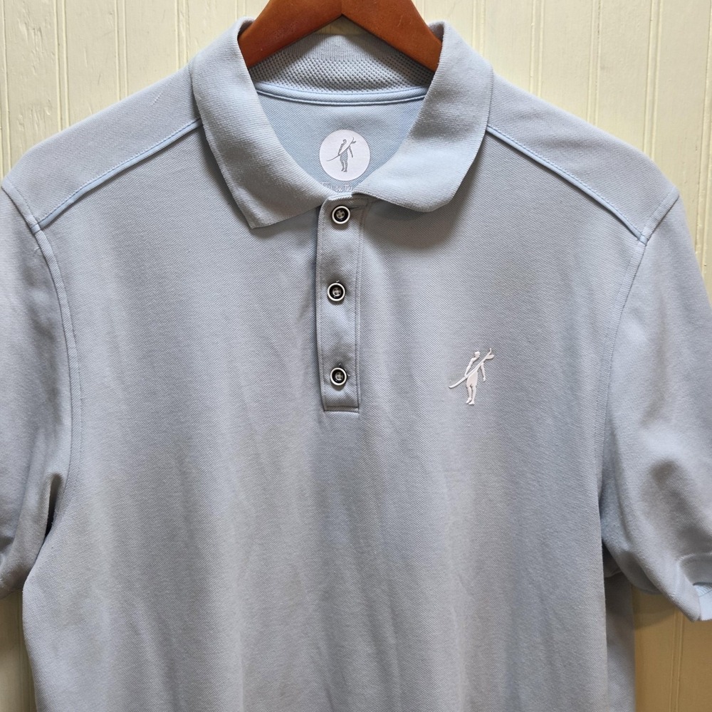 Toes On The Nose Polo Shirt Mens L Blue Solid Cotton Poly Surf Logo Top